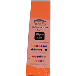 RAINBOW FLURO CREPE PAPER 500mmx2 5m Orange