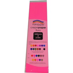 RAINBOW FLURO CREPE PAPER 500mmx2 5m Pink