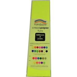 RAINBOW FLURO CREPE PAPER 500mmx2 5m Yellow