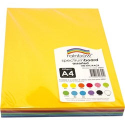Rainbow Spectrum Board A4 220gsm Assorted 100 Sheets BRIGHTS