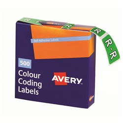 AVERY LATERAL FILING LABEL "R" SIDE TAB BOX 500 LIGHT GREEN