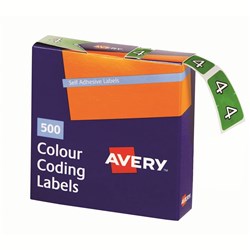 AVERY LATERAL FILING LABEL "4" SIDE TAB ROLL BOX 500 LIGHT GREEN