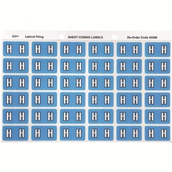 AVERY LATERAL FILING LABEL "H" SIDE TAB SHEETS PKT 180 BLUE