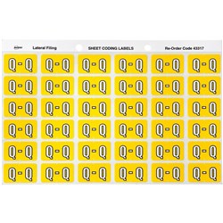 AVERY LATERAL FILING LABEL "Q" SIDE TAB SHEETS PKT 180 YELLOW