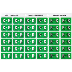 AVERY LATERAL FILING LABEL "R" SIDE TAB SHEETS PKT 180 LIGHT GREEN