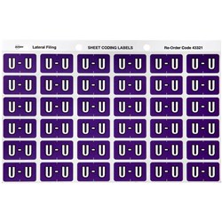 AVERY LATERAL FILING LABEL "U" SIDE TAB SHEETS PKT 180 PURPLE