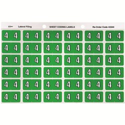 AVERY LATERAL FILING LABEL "4" SIDE TAB SHEETS PKT 180 LIGHT GREEN