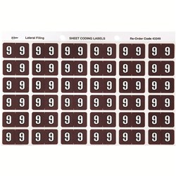 AVERY LATERAL FILING LABEL "9" SIDE TAB SHEETS PKT 180 BROWN