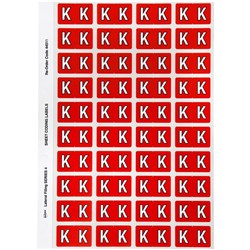 Avery Alphabet Coding Label K Side Tab 25x42mm Red Pack of 240