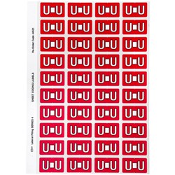 Avery Alphabet Coding Label U Side Tab 25x42mm Red Pack of 240