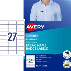 AVERY L4784 FABRIC NAME LABELS 27/Sht 63.5x29.6 Acetate Silk
