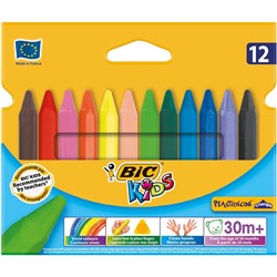 BIC KIDS JUNIOR CRAYON TRIANGL LARGE SIZE FOR SMALL HANDS ASSORTED COLOURS PKT 12