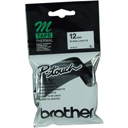 BROTHER M TAPE 12mm BLACK ON WHITE