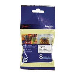 BROTHER M TAPE 12mm BLACK ON WHITE