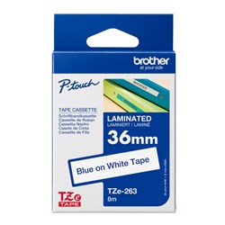 BROTHER TZE263 PTOUCH TAPE 36mmX8m BLUE ON WHITE