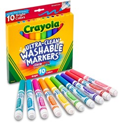 CRAYOLA WASHABLE BROAD MARKER 10 Assorted Bright Colours