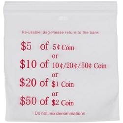 COIN BAG PLASTIC bag 100 sold per each pack snap seal bag Pack of 100