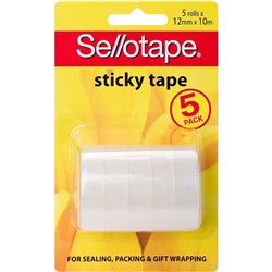 Sellotape Sticky Tape 12mmx10m 12mmx10m Clear pack of 5 rolls