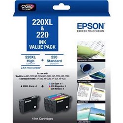 EPSON 220 XL INK VALUE PACK 4 CARTRIDGES