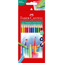 FABER CASTELL COLOURED PENCIL TRIANGULAR  PACK 12