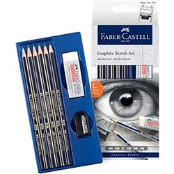 FABER CASTELL GRAPHITE PENCIL SET + SHARPENER + ERASER