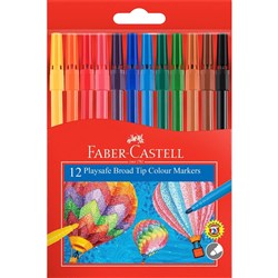 FABER CASTELL PLAYSAFE MARKER PACK 12 ASS COLOURS