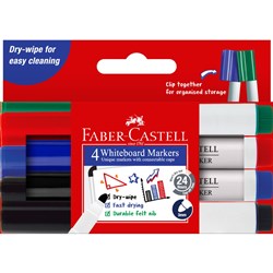 FABER WHITEBOARD MARKER 4PK 4 PACK BLACK,BLUE,RED,GREEN BTS