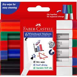 FABER WHITEBOARD MARKER 6PK 6 PACK BLACK,BLUE,RED,GREEN PINK,ORANGE BTS