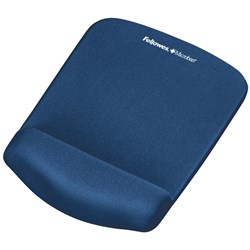 FELLOWES MOUSE PAD WRIST REST Plush Touch Lycra W/ Microban BLUE