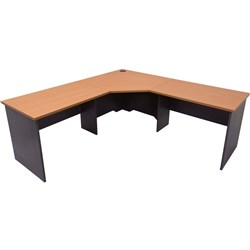 RAPID WORKER CORNER DESK 3 PIECE COMPLETE 1800x1800x750 BEECH IRONSTONE WORKSTATION