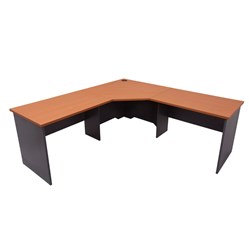 RAPID WORKER CORNER DESK 3 PIECE COMPLETE 1800x1800x750 CHERRY IRONSTONE WORKSTATION