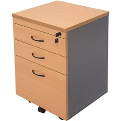 RAPID WORKER MOBILE PEDESTAL 3 DRAWER (2 BOX, 1 FILE) BEECH IRONSTONE