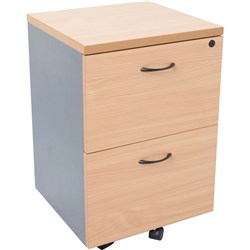 RAPID WORKER MOBILE PEDESTAL 2 FILE DRAWERS, LOCKABLE BEECH IRONSTONE,  447L x 465W
