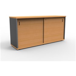 SLIDING DOOR CREDENZA LOCKABLE 1500W X 450D X 730H BEECH IRONSTONE