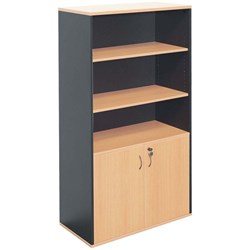 WALL UNIT LOCKABLE HALF DOOR 900W X 450D X 1800H BEECH IRONSTONE