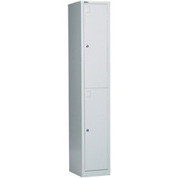 Go Steel Storage Locker Two Door 1830Hx305Wx455mmD Silver Grey