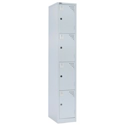 moGo Steel Storage Locker Four Door 1830Hx305Wx455mmD Silver Grey