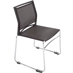 OFFICE MESH BACK VISITOR CHAIR CHROME SLED BASE 110KG WEIGHT RATE BLACK H/D POLYPROP SEAT