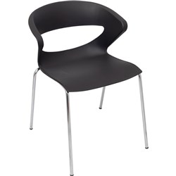 OFFICE TAURUS HOSPITALITY CHAIR CHROME 4 LEG FRAME 110KG WEIGHT RATE BLACK POLY