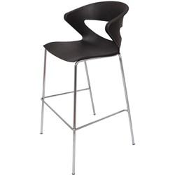 OFFICE TAURUS HOSPITALITY STOOL CHROME 4 LEG FRAME 110KG WEIGHT RATE BLACK POLY