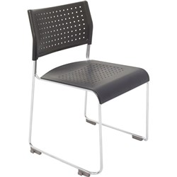 OFFICE WIMBLEDON VISITOR CHAIR CHROME SLED BASE 110KG WEIGHT RATE BLACK P/P BACK & SEAT
