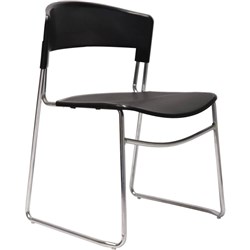 OFFICE ZOLA VISITOR CHAIR PVC CHROME SLED BASE 100KG WEIGHT RATE PVC BLACK BACK & SEAT