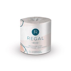 Regal Eco Premium Recycled Toilet Paper Rolls 2 Ply 400 Sheet Box of 48