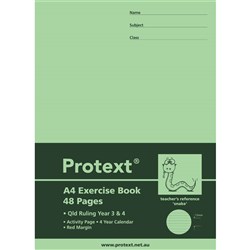 Protext Exercise Book A4 Queensland Ruled Year 3/4 48 Page Snake
