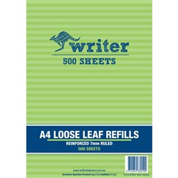 Writer Binder Refills A4 7mm Ruled Reinforced Pack of 500