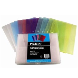 Protext Poly Document Envelope Button Closure A4 Assorted BOX 12