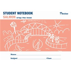 Writer Student Notebook 175x240mm Plain 32 Pages Salmon