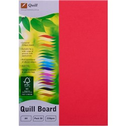 QUILL XL MULTIBOARD 210GSM A4 RED PK50 90310
