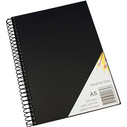 Quill Visual Art Diary PP A5 110GSM white paper blk cover  120 Pages DISCONTINUED