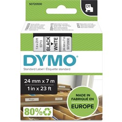 DYMO LABELLING TAPE D1 24MM X 7M SD53713 BLACK ON WHITE